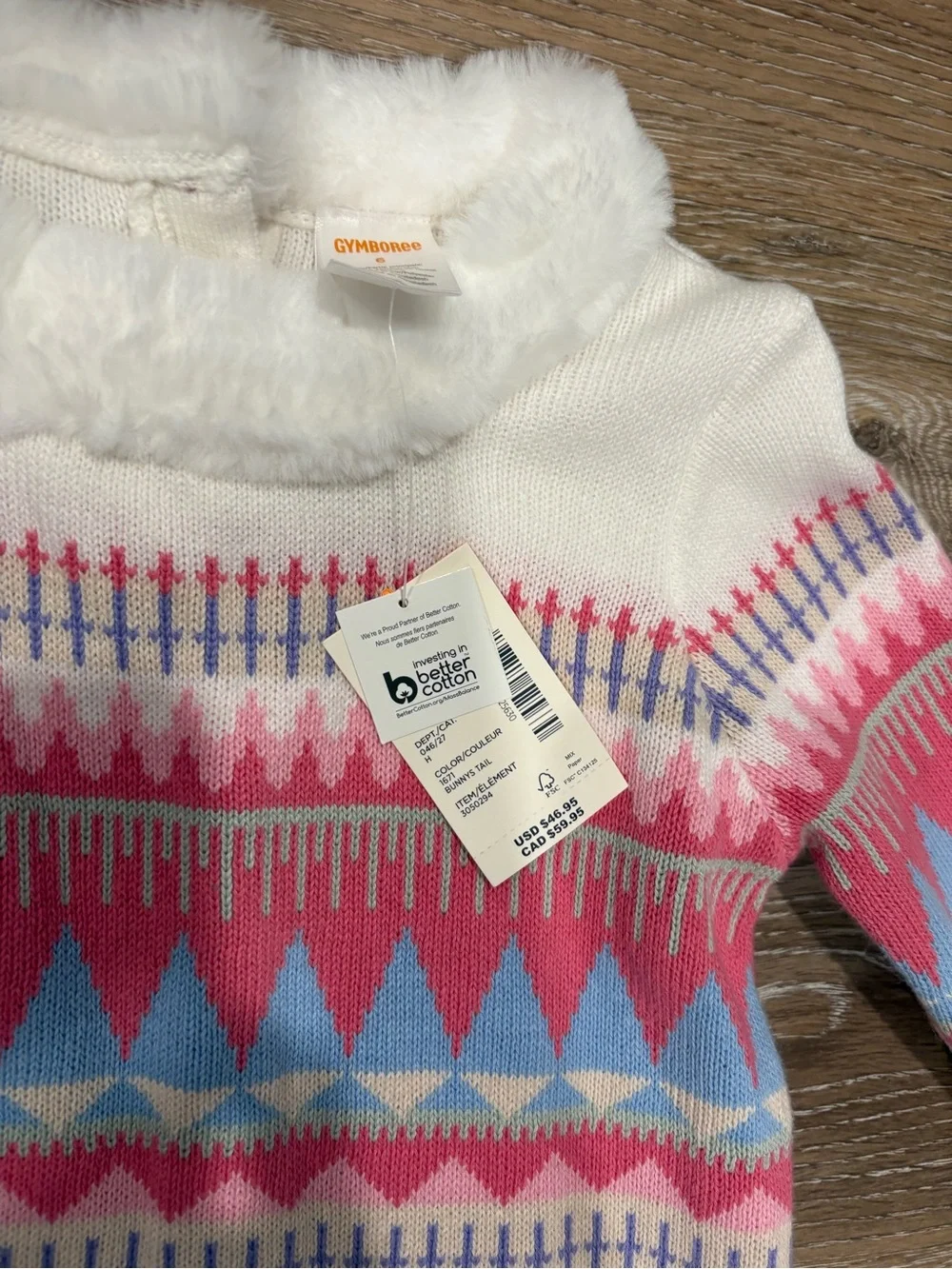 Gymboree Cream Knit Dress with Pink & Blue Fair Isle